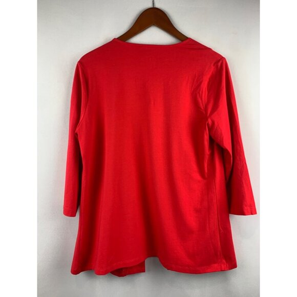 D&Co. Essentials Red Open Front Cardigan XS Long Sleeve Pockets Cotton Blend - Picture 5 of 5